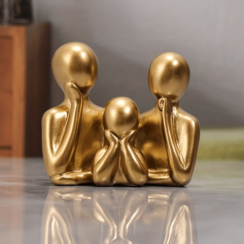 Image of 1pc Resin -style Abstract Three-person Family Decorative Item Is Suitable For Living Room And Bedroom Decoration