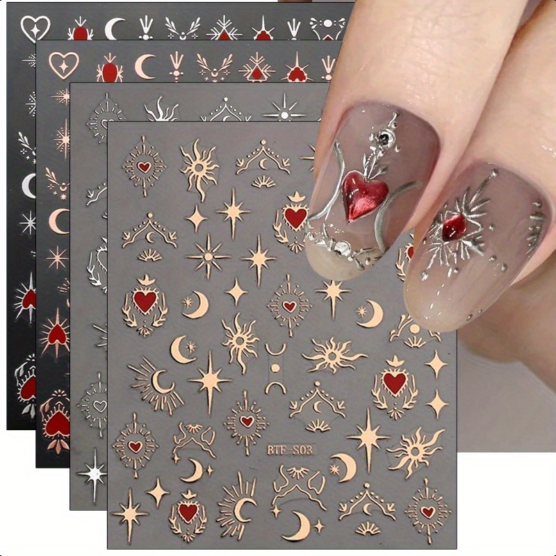 

9 Sheets Moon Art Stickers Decals Self-adhesive Pegatinas Uñas Sun Nail Supplies Nail Art Accessories