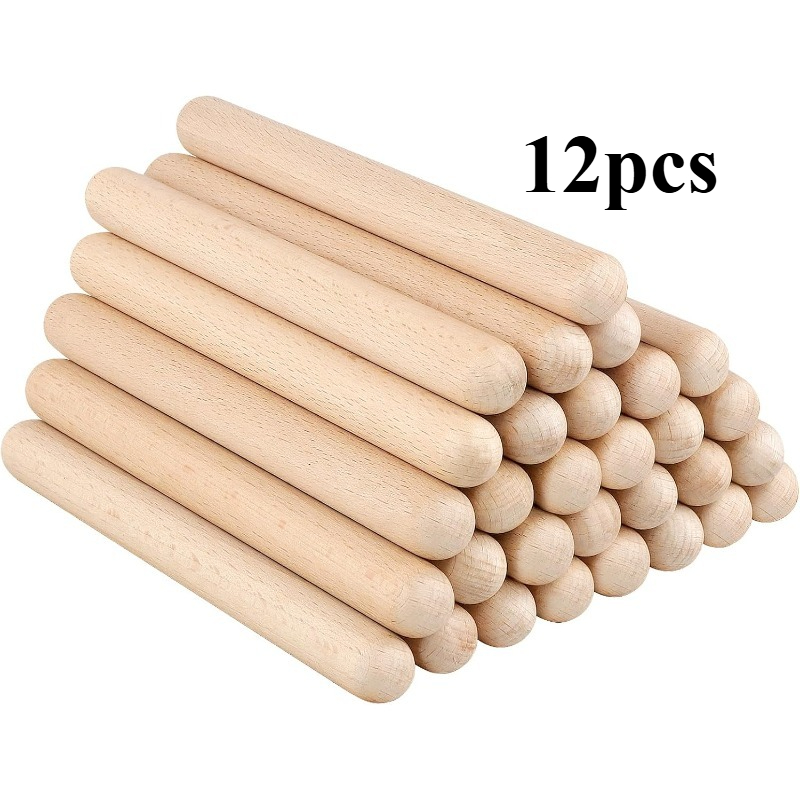 TEMU 12pcs Wood Music Rhythm Sticks - Suitable For Beginners, Portable Percussion With Durable Sturdy For, Homeschool, Practice, Rhythm Learning &