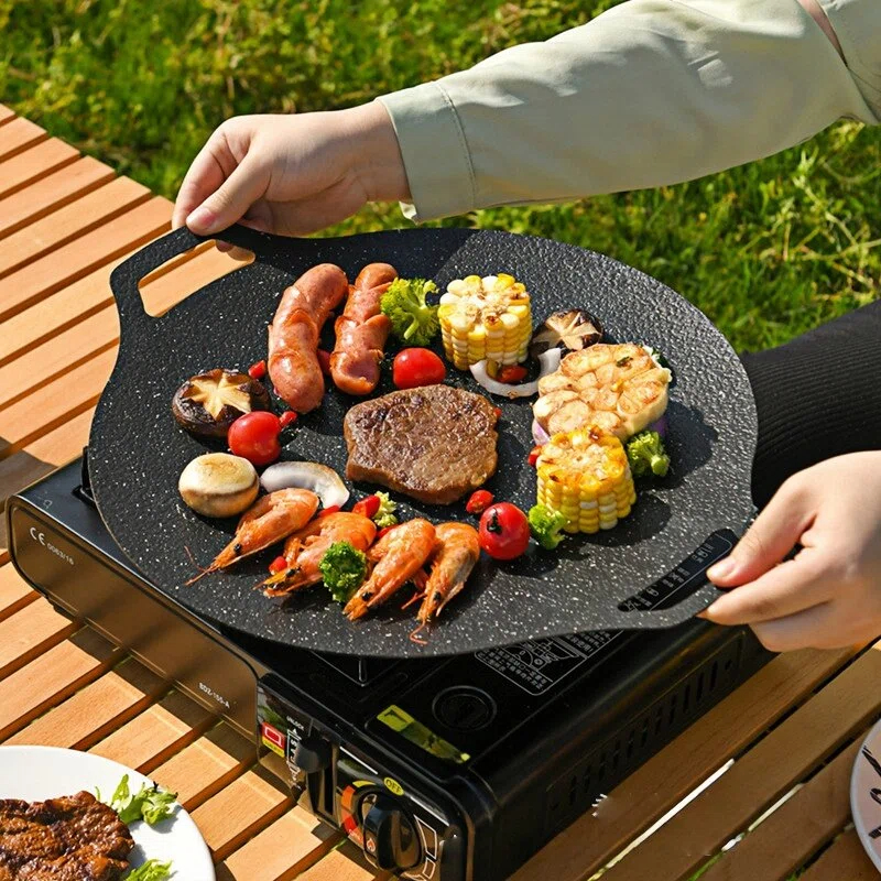 1pc non stick round korean   pan   of maifan stone and is compatible with induction cookers gas stoves and     used for indoor and outdoor grilling for 3743pcs people   holidays gifts