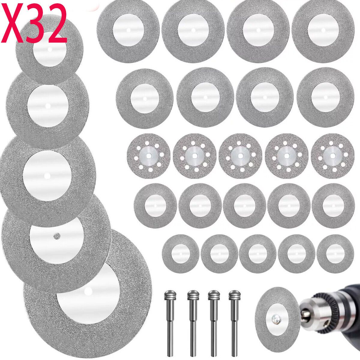 TEMU 32pcs Diamond Grinding Discs, Thin Disc Type, Metal Material, For Rotary Tool Accessories, With No Electricity Required