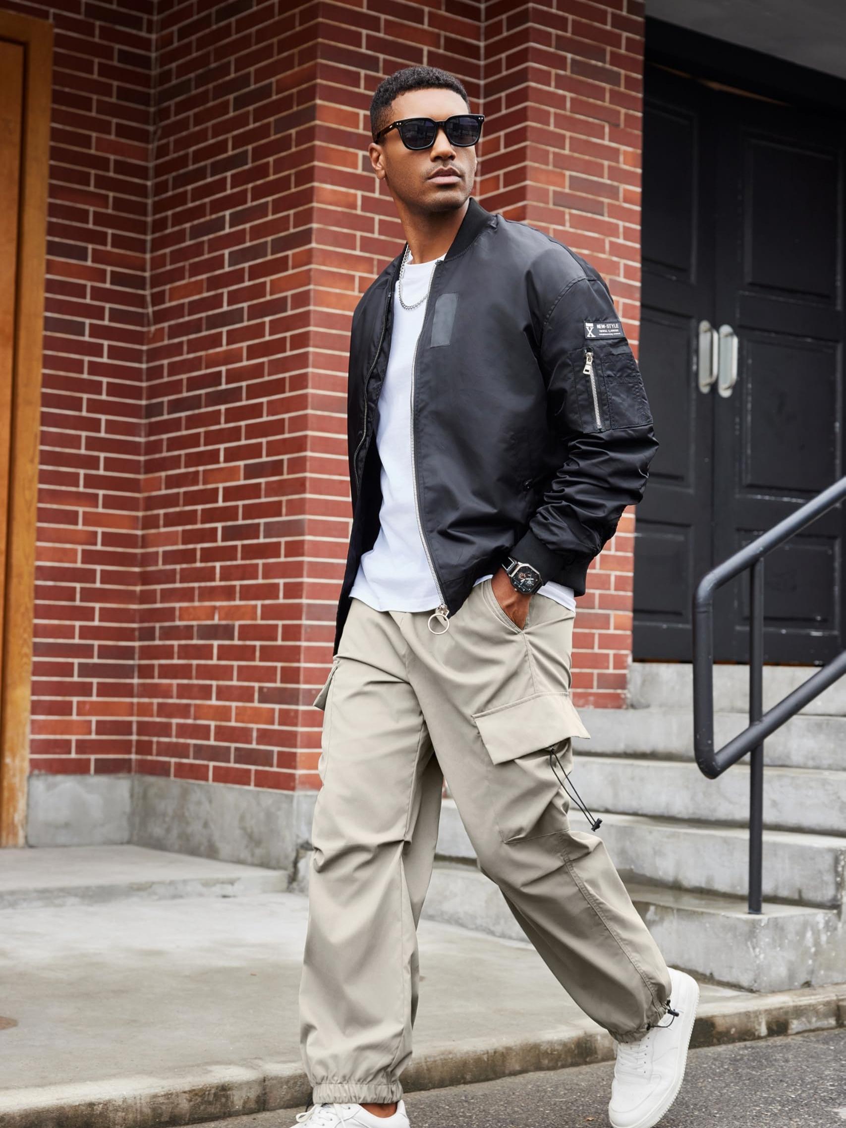 Men’s Parachute Cargo IG DxhmoneyHX Men's Baggy Cargo Pants Trendy Casual Parachute