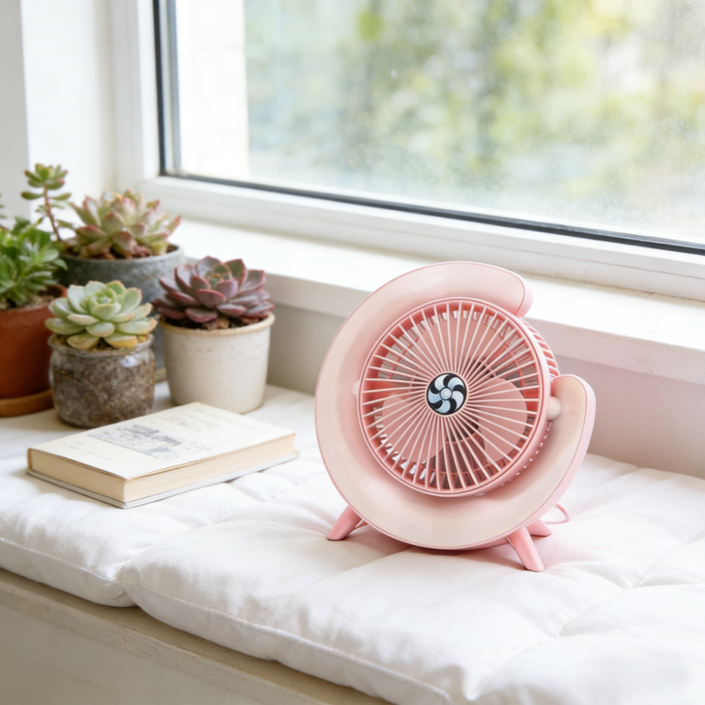 Ventilateur de bureau à lumière colorée Raydon -- Éclairage et souffleur 2-en-1, 3 vitesses réglables, portable pour la maison, le bureau, la chambre, le bureau, etc. Convient pour les fêtes, les cadeaux et le refroidissement et l'éclairage quotidiens