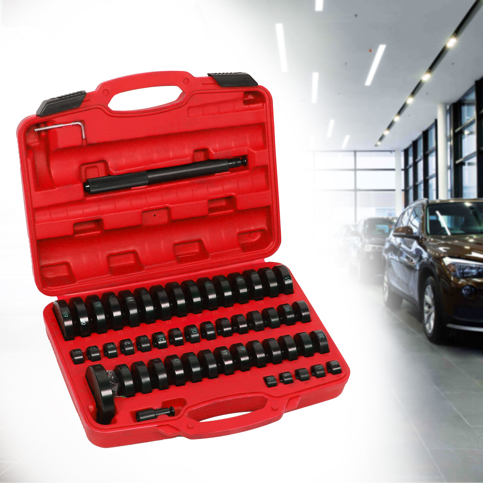 Image of 51pcs Bushing Driver Tool Set, Pressure Piece Mounting Disc For Injector Extruder Bearing Press, Universal Bearing Press Tool Kit For Automotive And Machine Repair
