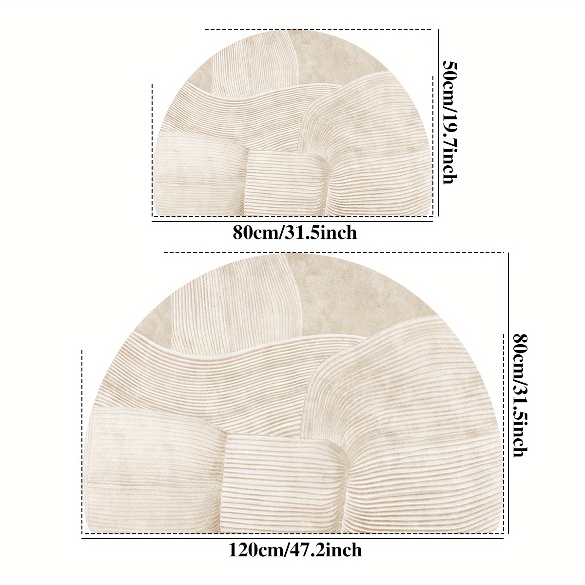1  fleece washed base anti slip machine washable easy fold 1100gsm 4 3mm thick half circle doorway mat minimalist beige irregular line bathroom rug comfortable plush non slip   mat for home entrance decor Product details 2