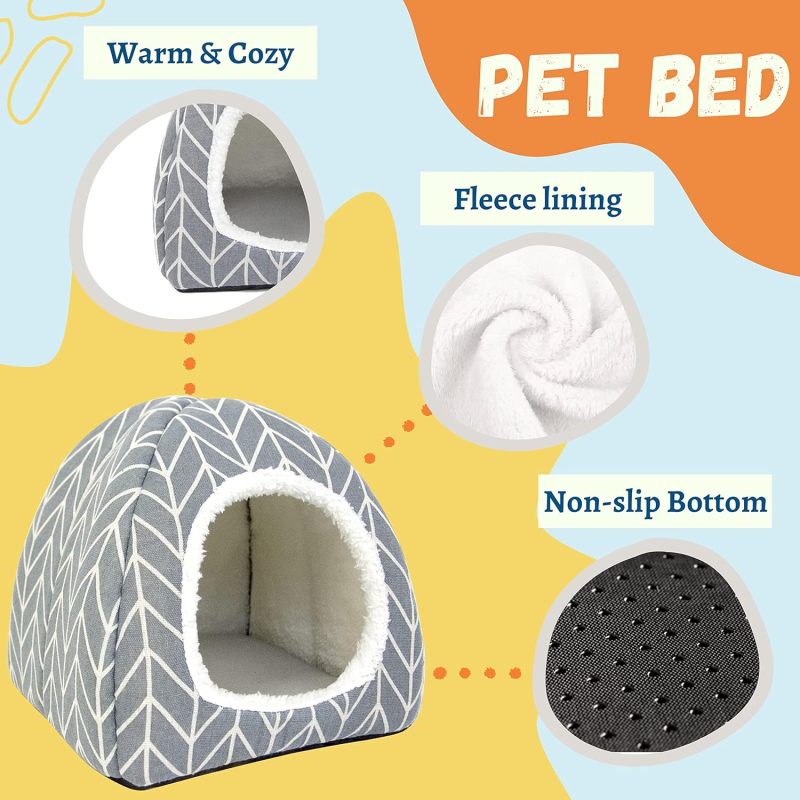Cozy Hideout Bed for Small Animals | Grey Polyester Hide-Out for Little Bunny, Hedgehog, Ferret, Chinchilla, and Other Small Animals