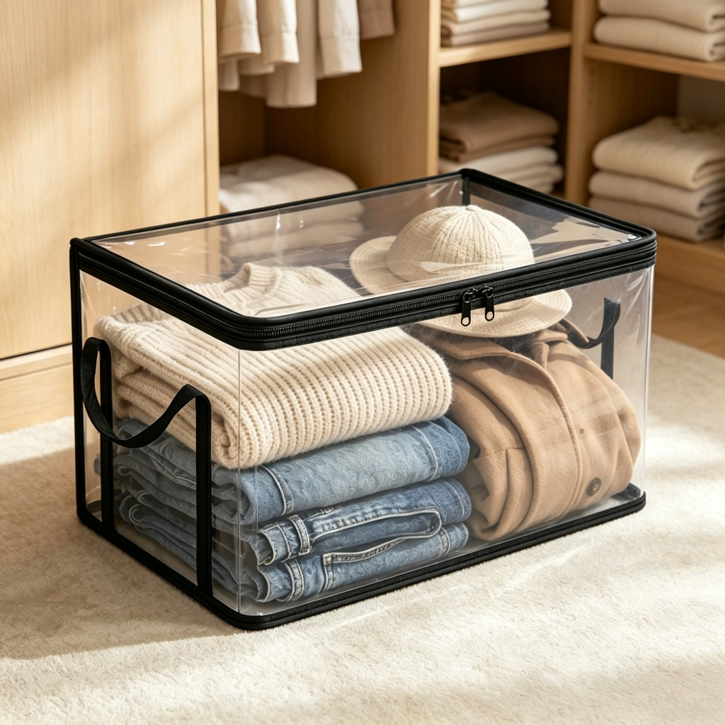 5pcs Set of Transparent Storage Boxes with Double Zippers