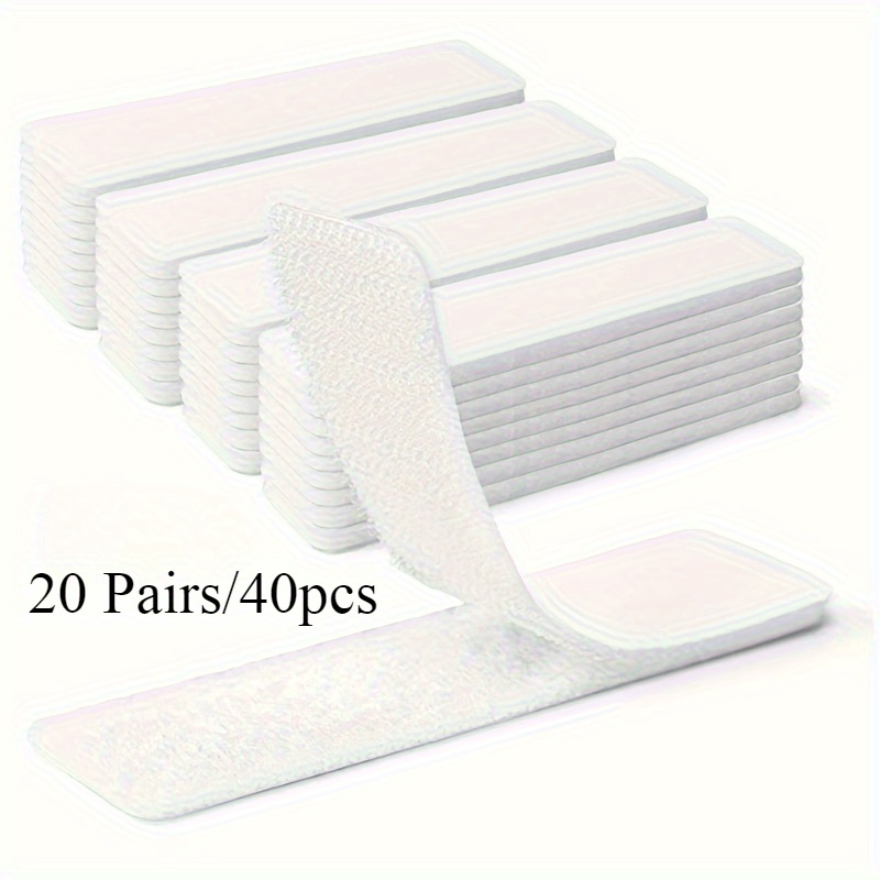 10 Sets/20 Sets/50 Sets White Small Double-sided Hook And Loop Tape, Strong Adhesive Fastener Locking Strips For Classroom, Home Office, Carpet, Sofa Cushion, Rug Pad