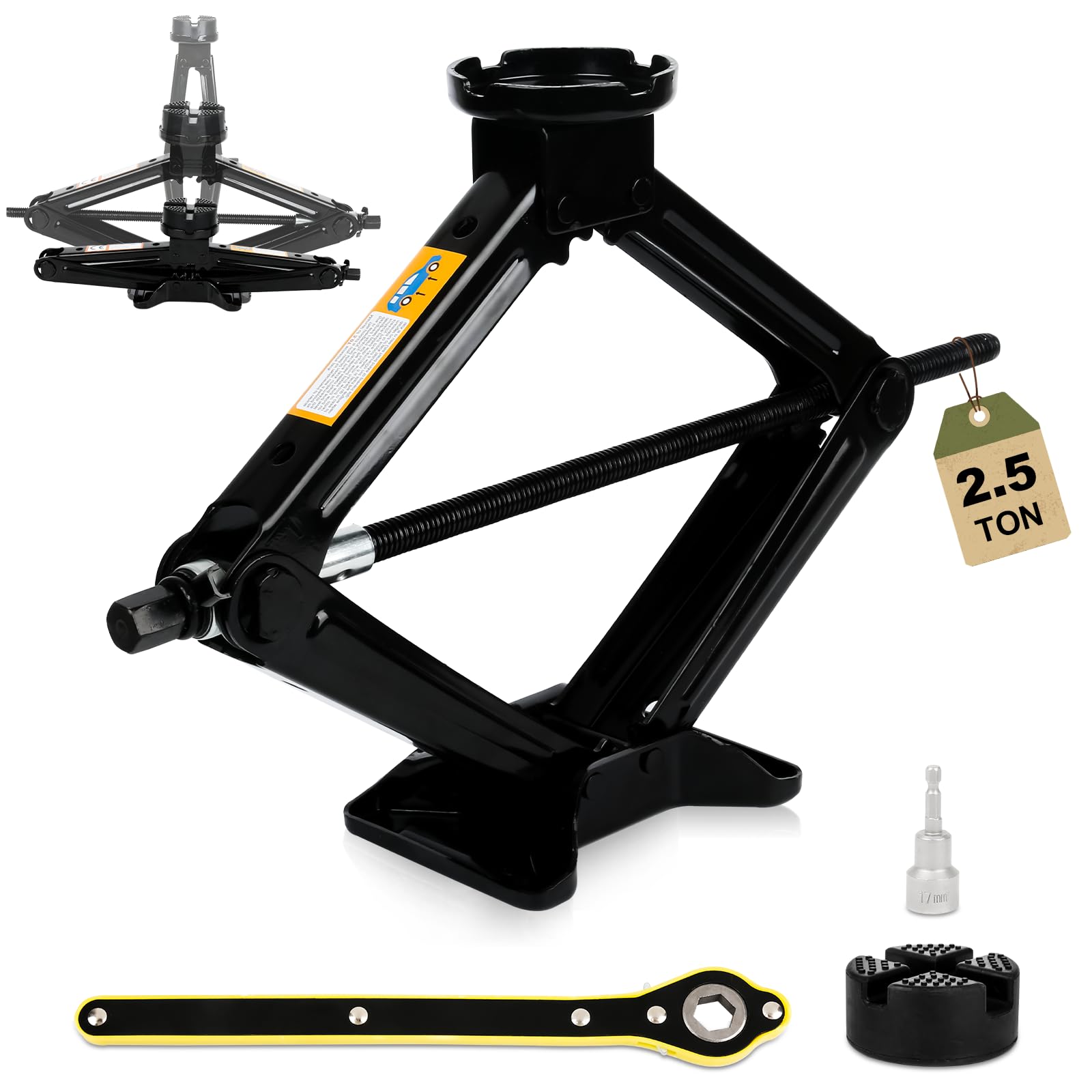 2.5t/3t Universal Scissor Jack, Scissor Universal Jack And Carrying Bag, Height Of Jack Reaches 43 Cm, Portable Suitable For Cars, Suvs, Mpvs And Other Vehicles