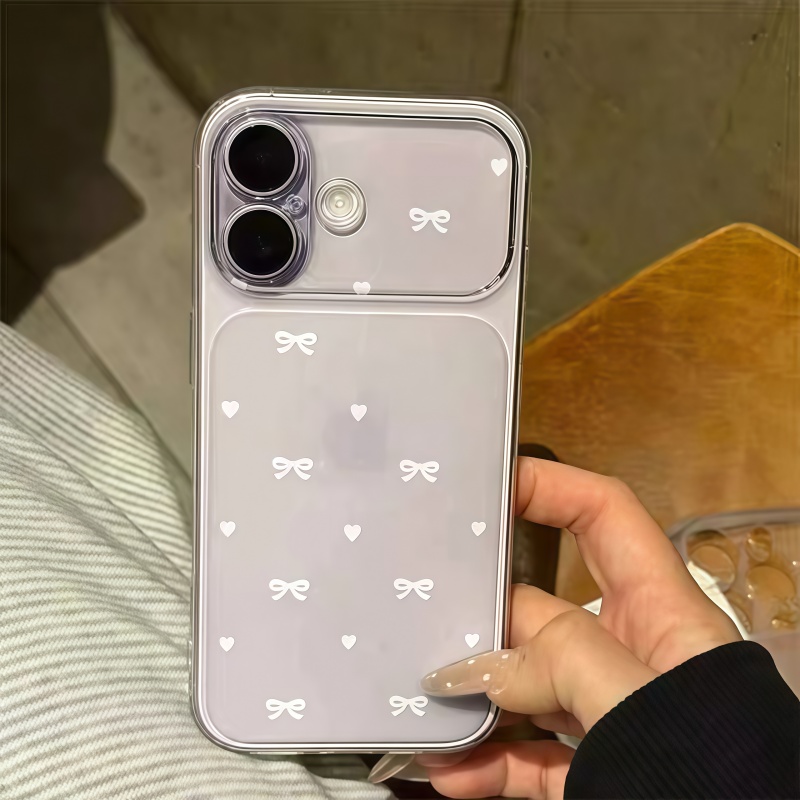 TEMU Phone Case: Small Heart Bow Instantly Into A Large Window Full-coverage Tpu Frosted Transparent Soft Phone Case, Full-coverage Tpu, Suitable For