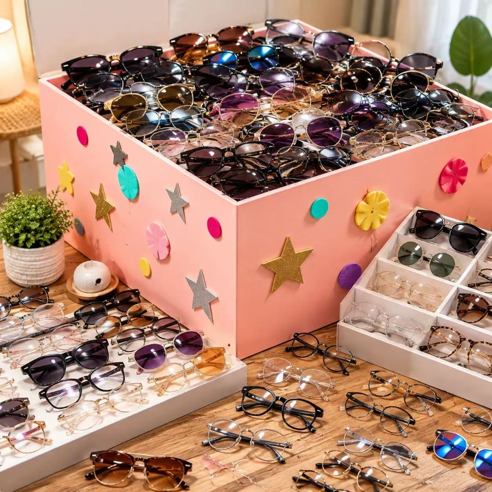 100   de gafas unisex -   y duraderas, ideales para uso  , fiestas y actividades al aire libre, con monturas modernas redondas/  con combinaciones   aleatorios, lo que las   modernas para ocasiones casuales y formales