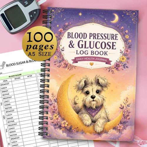 item picture 1pc 21x14 5cm blood sugar and blood pressure health planners track readings portable monitoring notebook for diabetic household use with cute fluffy