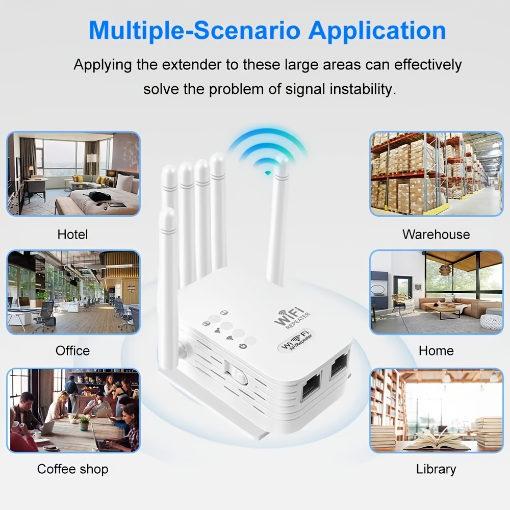 TEMU 2 Pack Wifi Extender , Powerful 6-antenna Range Repeater For Bigger Home Coverage, Connect Phones, Tablets, Cameras, Tvs, Laptops & More Devices