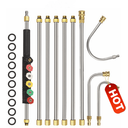 10/ set of pressure washer extension rods, 1/4 quick connection electric washer spray gun with 6 nozzle tips, 30°, 90°, 120° gutter cleaning arc rods, 4000 PSI for roof gutters, exterior walls