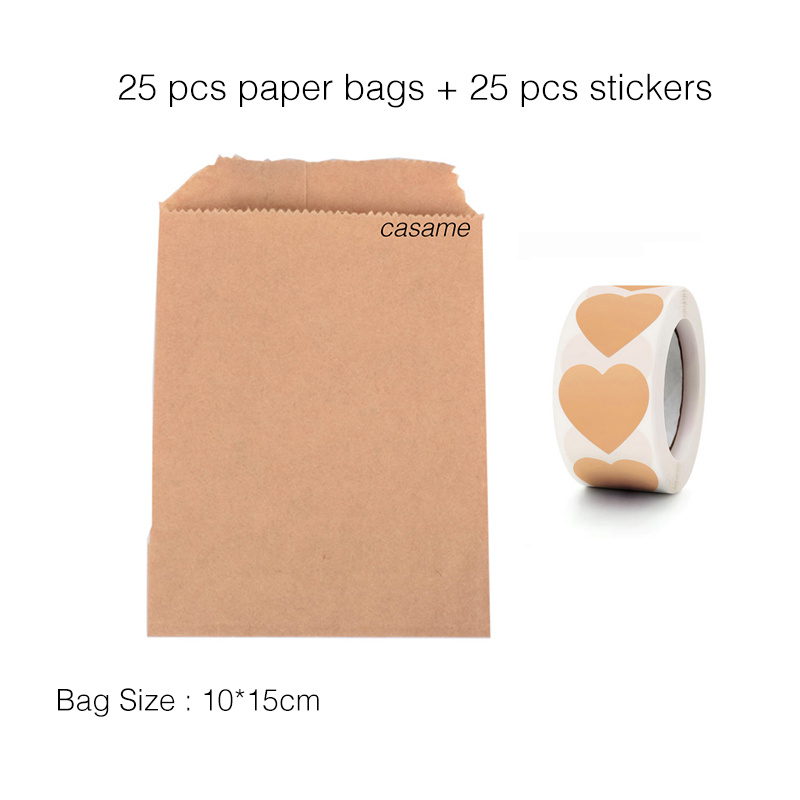 TEMU 25 Stück Kraftpapierbeutel – Braun und Weiß mit - und Punktmustern – Stilvolle und langlebige Geschenkverpackungsbeutel für Hochzeiten, Partys,