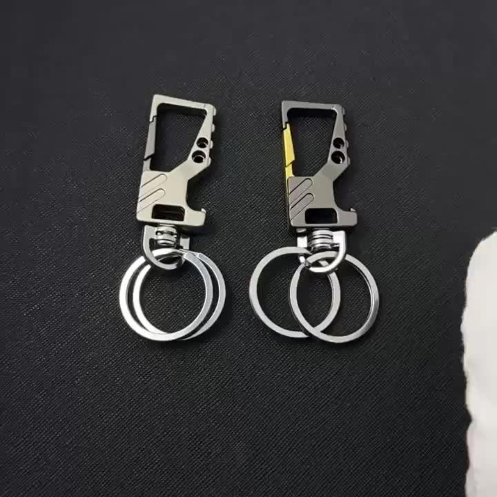 TEMU 2pcs Alloy Multifunctional Keychain With Bottle Opener Sleek Gray , Durable Car Key Holder For Men And Women, Perfect Gift For Couples, Bottle