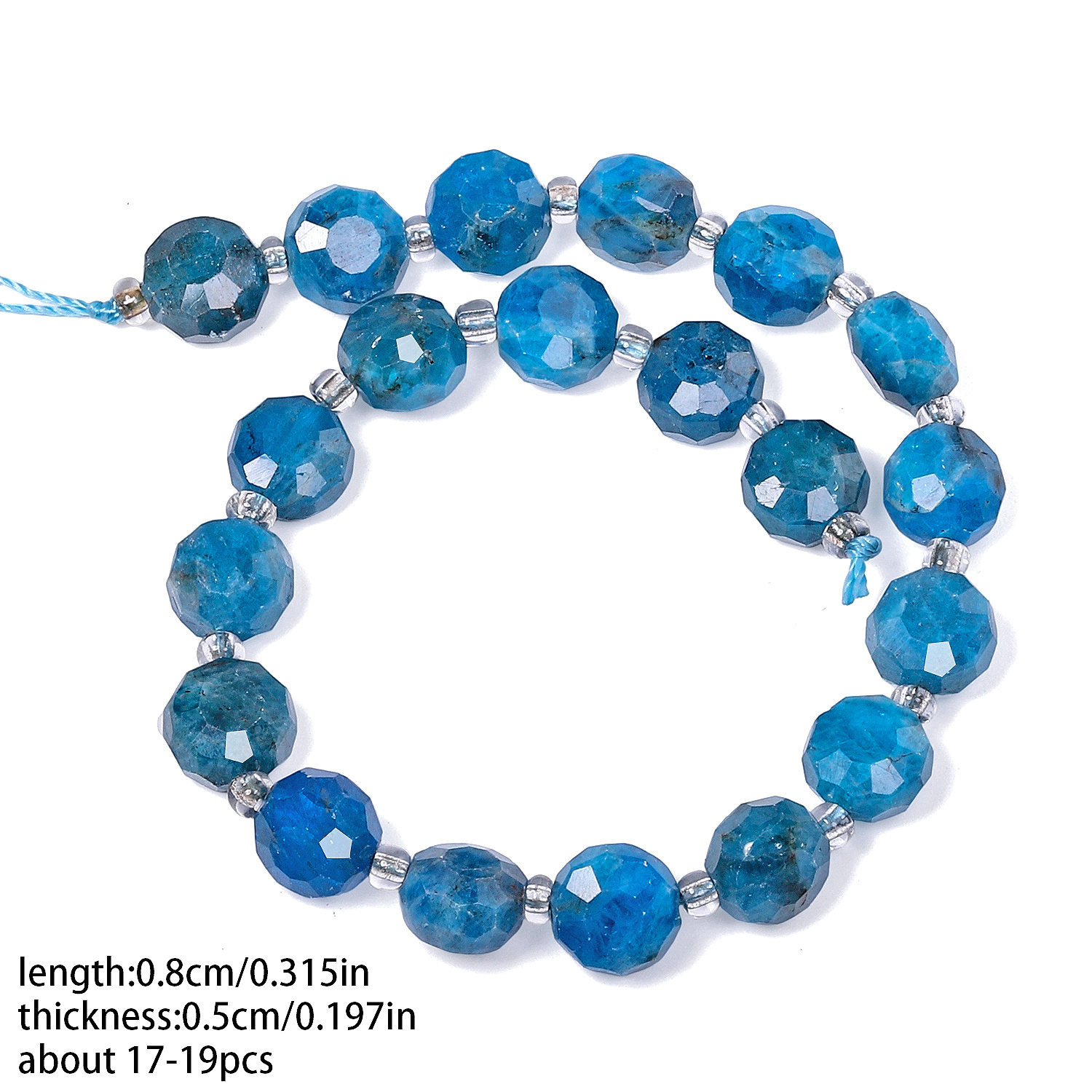 TEMU 2d Flat - Assorted Beads & Bead Sets - Aaa Quality Apatite Loose Spacer Beads, 8x5mm Flat Round Coin Shape Beads For Creation, Necklaces,