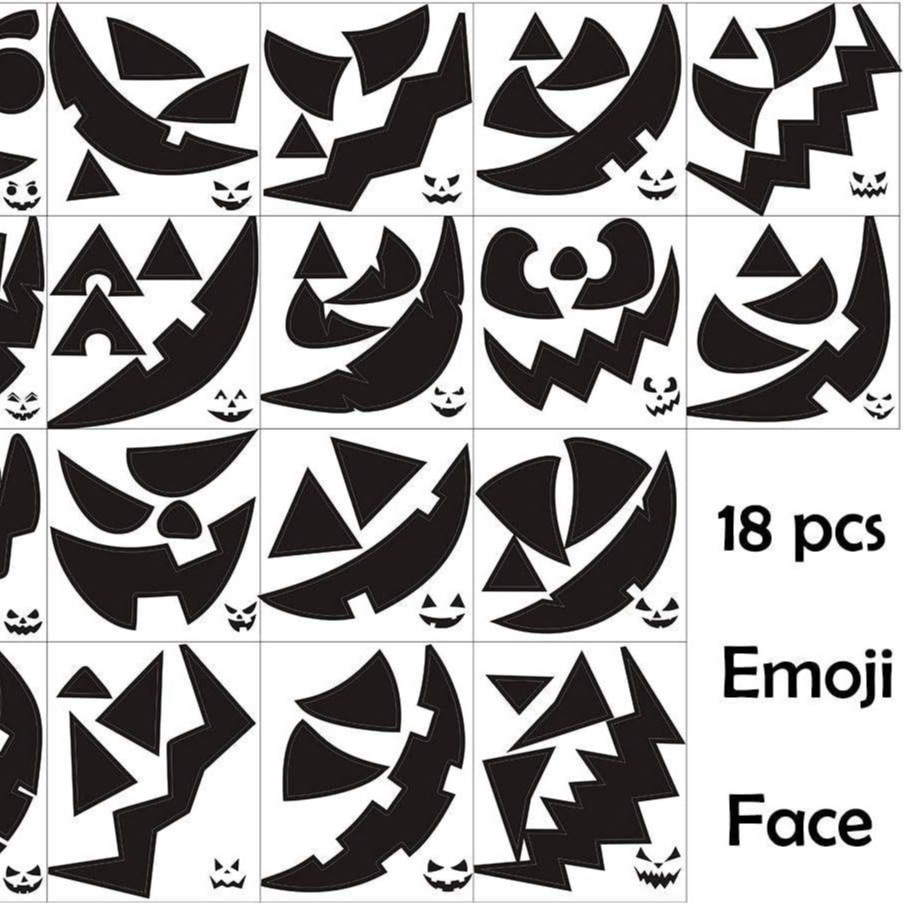 TEMU 18pcs Halloween Pumpkin Face Wall Stickers, Cartoon Funny Party Decor Self-adhesive Decals