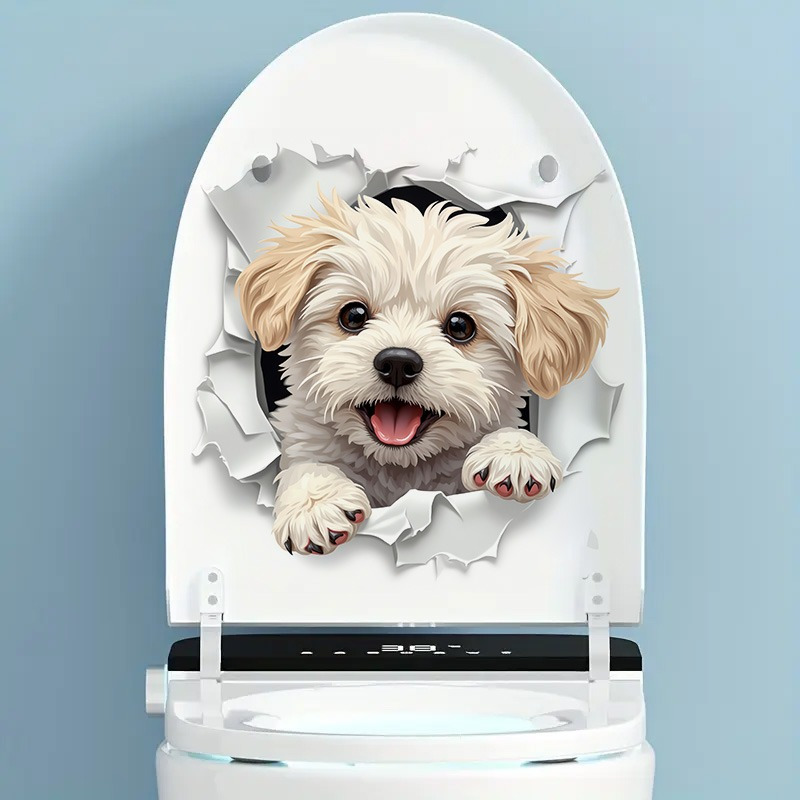 Image of 1pc Wall-breaking Toilet And Bathtub Stickers, Animal Stickers, Home Art Decoration Stickers, Tear-off Wallpaper Stickers, Suitable For Living Room, Bedroom, Bathroom And Entrance Decoration