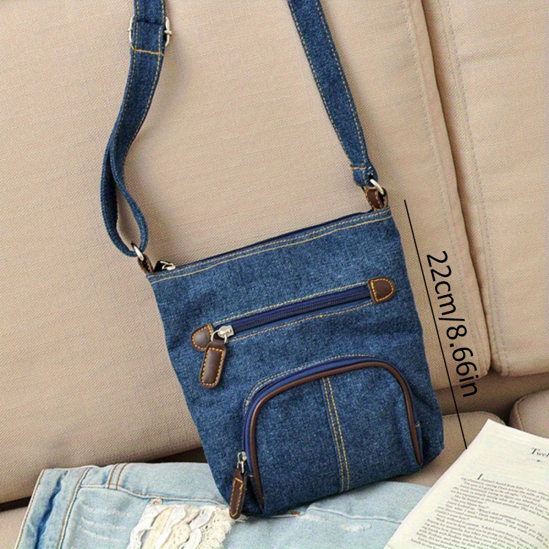 TEMU 1pc Women Casual Shoulder Denim Bag Adjustable Shoulder Strap Multi- Cowboy Crossbody Bags