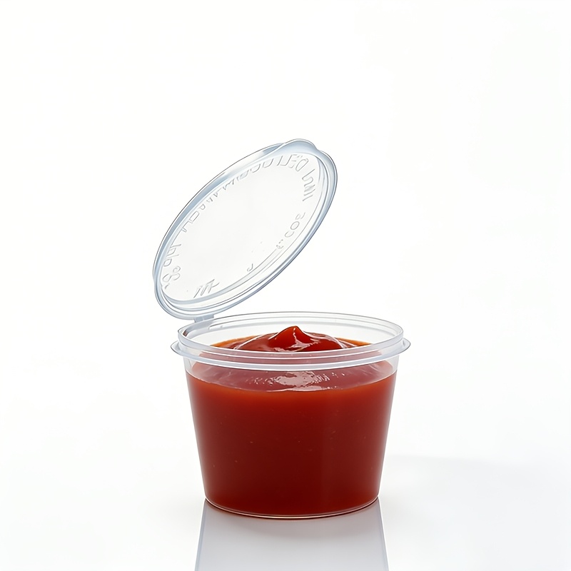 100 Food-Grade Sauce Cups, 25ml with Clips