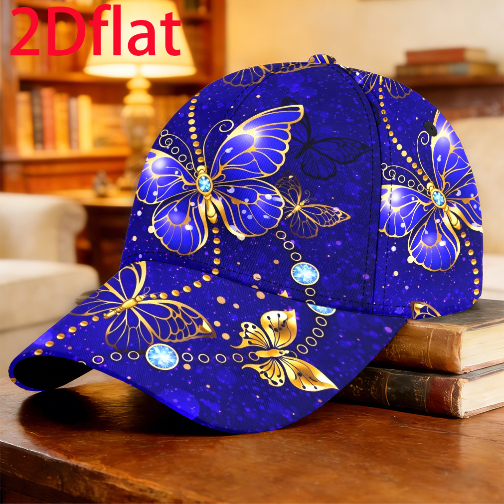 TEMU 1pc 2d Flat Butterflies Baseball Cap Packable Workout Unique Breathable & Lightweight Skateboarding Birthday Gift Vintage Baseball Hat Souvenir