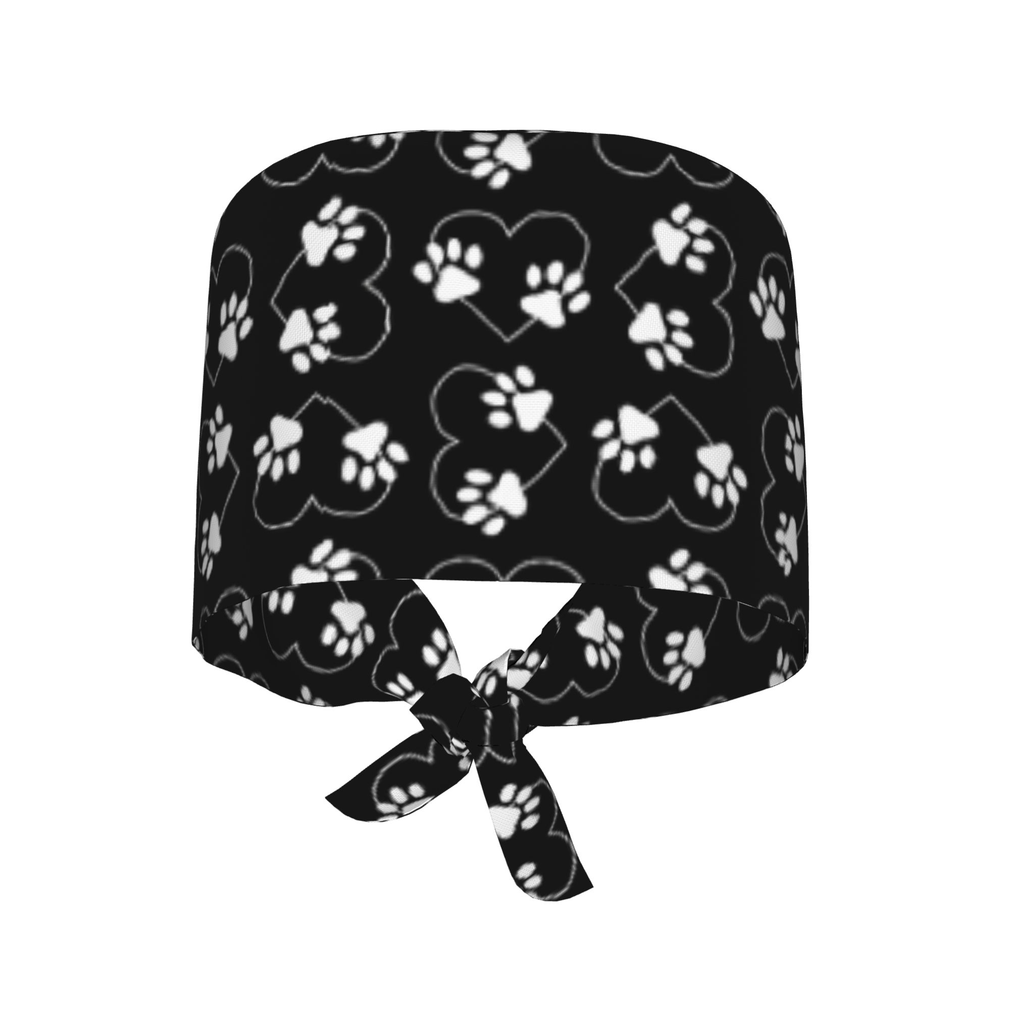 TEMU 2d Print Design Black Paws And Hearts Pattern Printed Work Unisex Work Hats