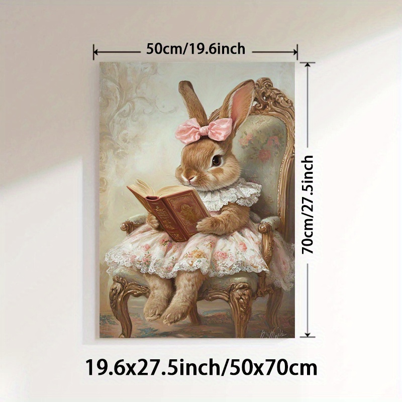 TEMU 1pc Unframed Easter Wall Art, Easter Bunny Wall Art, Bunny Art Prints, Easter Eggs Canvas Print, Paintings, Modern Poster, Paintings, Artwork,