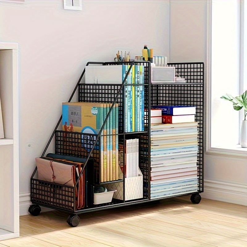 Chariot à Livres Roulant, Chariot à Roulettes Pour | Chariot De Rangement Roulant De Grande Capacité Pour ,Chariot Organisateur De Collations De Papeterie Domestique, Chariot Multifonctionnel Pour Sal