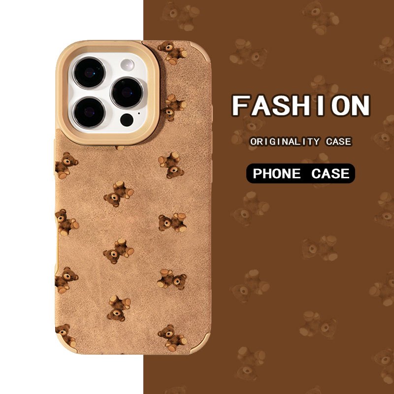 TEMU High-end Suede Phone Case With Cute Cartoon Bear Pattern For Iphone