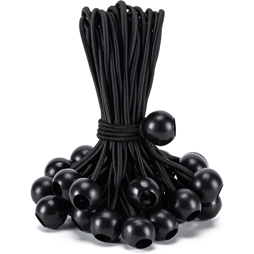TEMU 30pcs Ball Bungee Cord, 6 Inch Heavy Duty Ball Bungee, 22mm Ball Width, 3mm Cord Diameter, For Camping, Tents, Cargo, Securing Wires & Hoses,