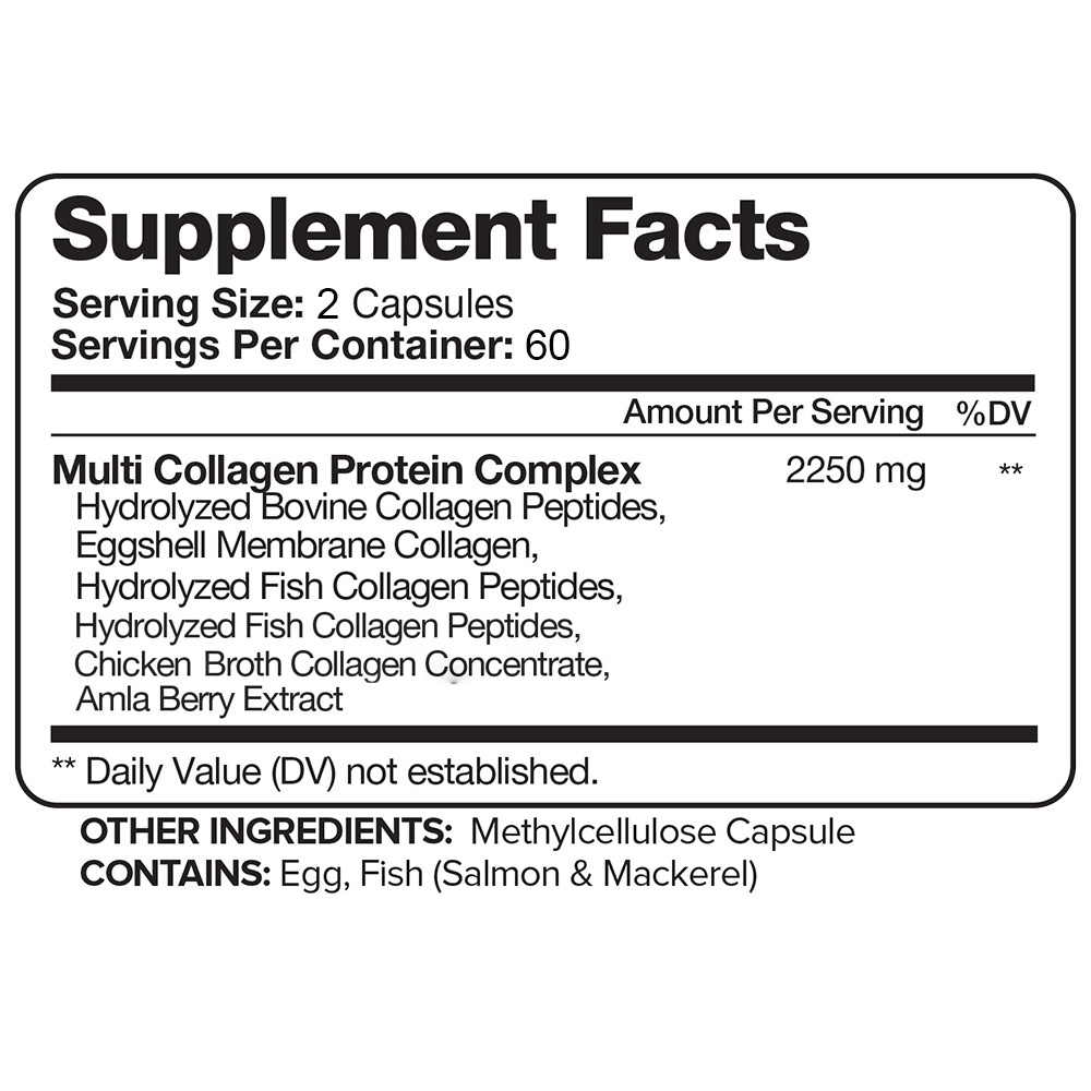 Collagen Protein Complex Supplement, 2 Bottles, 240 Capsules