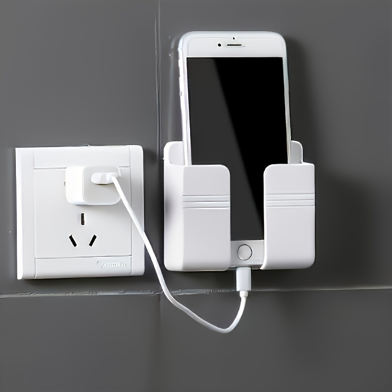TEMU 1pz Porta Telefono da Muro, Materiale pz Adesivo, Nessuna Foratura Necessaria, Scaffale per Telecomando, per Bagno, Cucina, - Stazione di