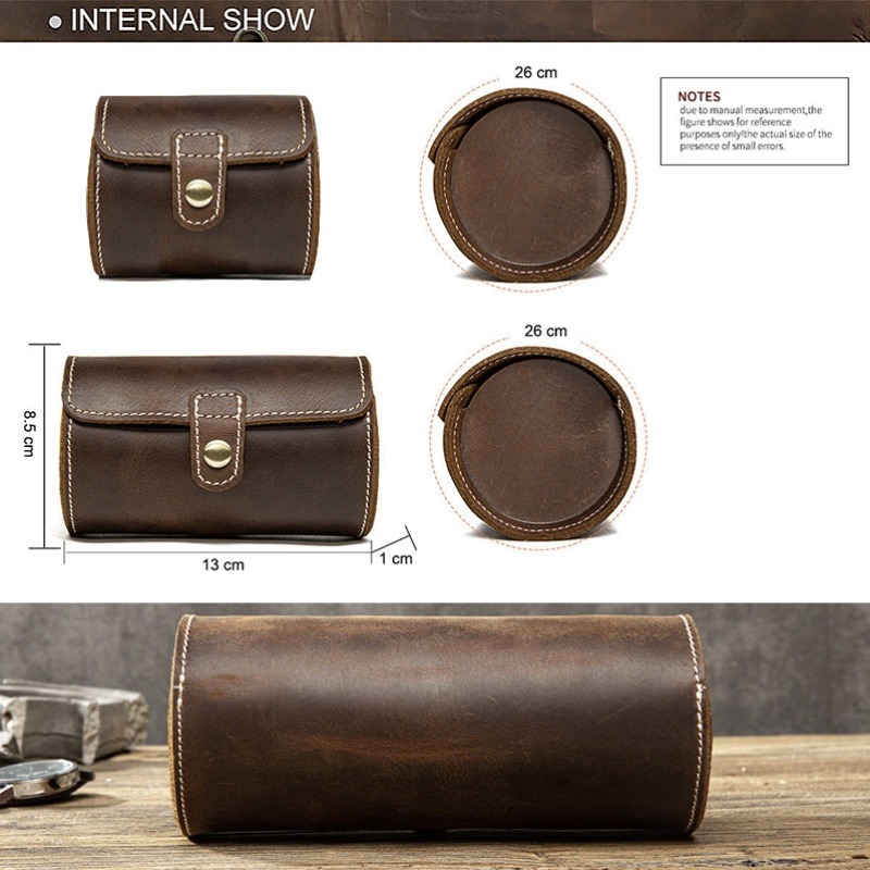 Top Grain Faux Leather Handmade Vintage Watch Storage Box for Travel & Home