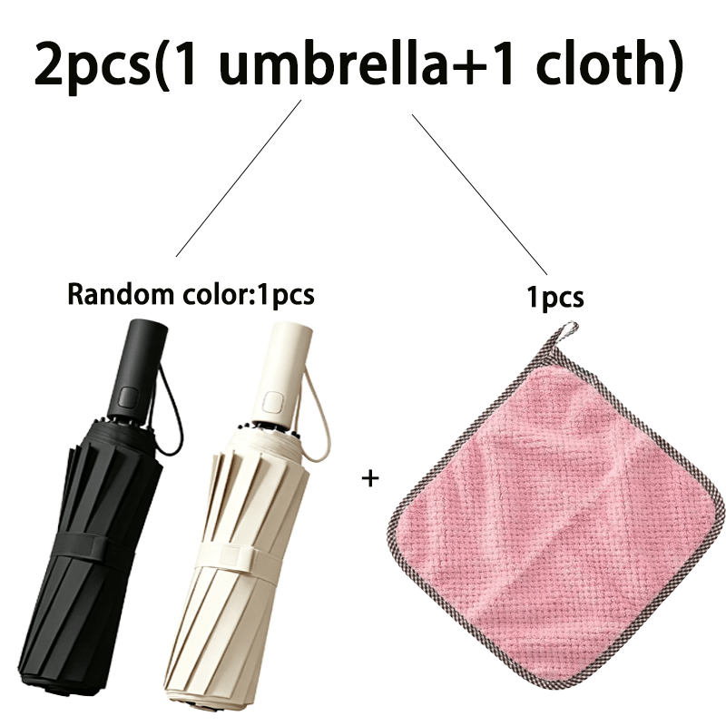 TEMU 2pcs(1umbrella 1 Cloth)automatic Open/close Folding Umbrella, 8 Steel Ribs, Men's , Strong And Wind-resistant Umbrella, Umbrella, Outdoor