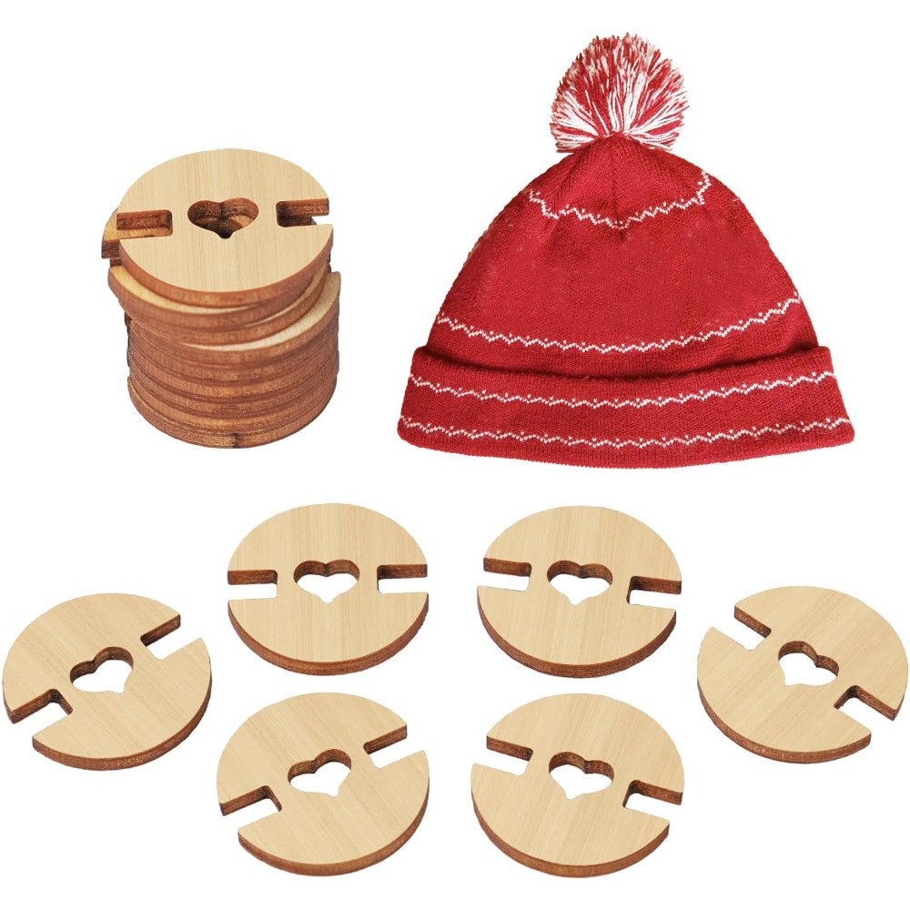 

[60pcs Wooden Hat Buttons] 60pcs Wooden Hat Buttons, Removable Heart-shaped Craft Buttons, Fur Trim Fixer Sewing Accessories, Light Brown Wood Fasteners For Beanie, Knit & Crochet Projects