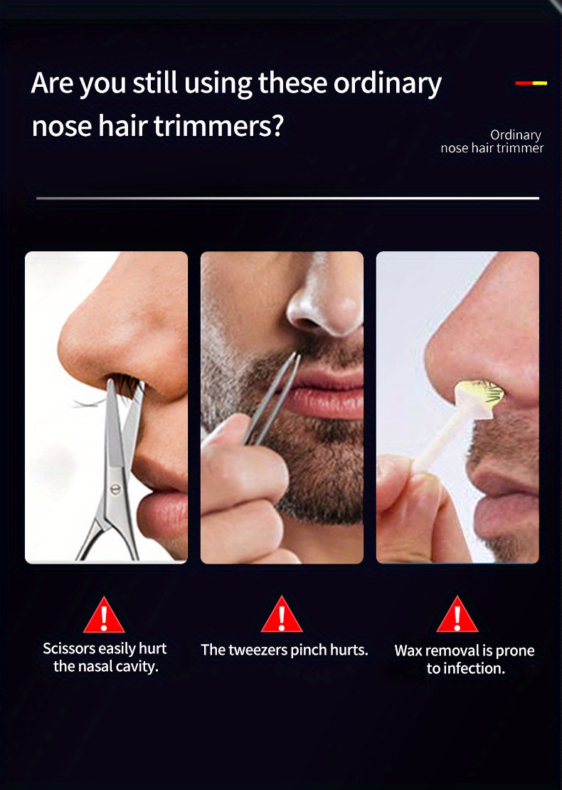 2 colors   stainless steel usb rechargeable nose ear hair trimmer with     silent operation portable wireless charging for men women Product details 2