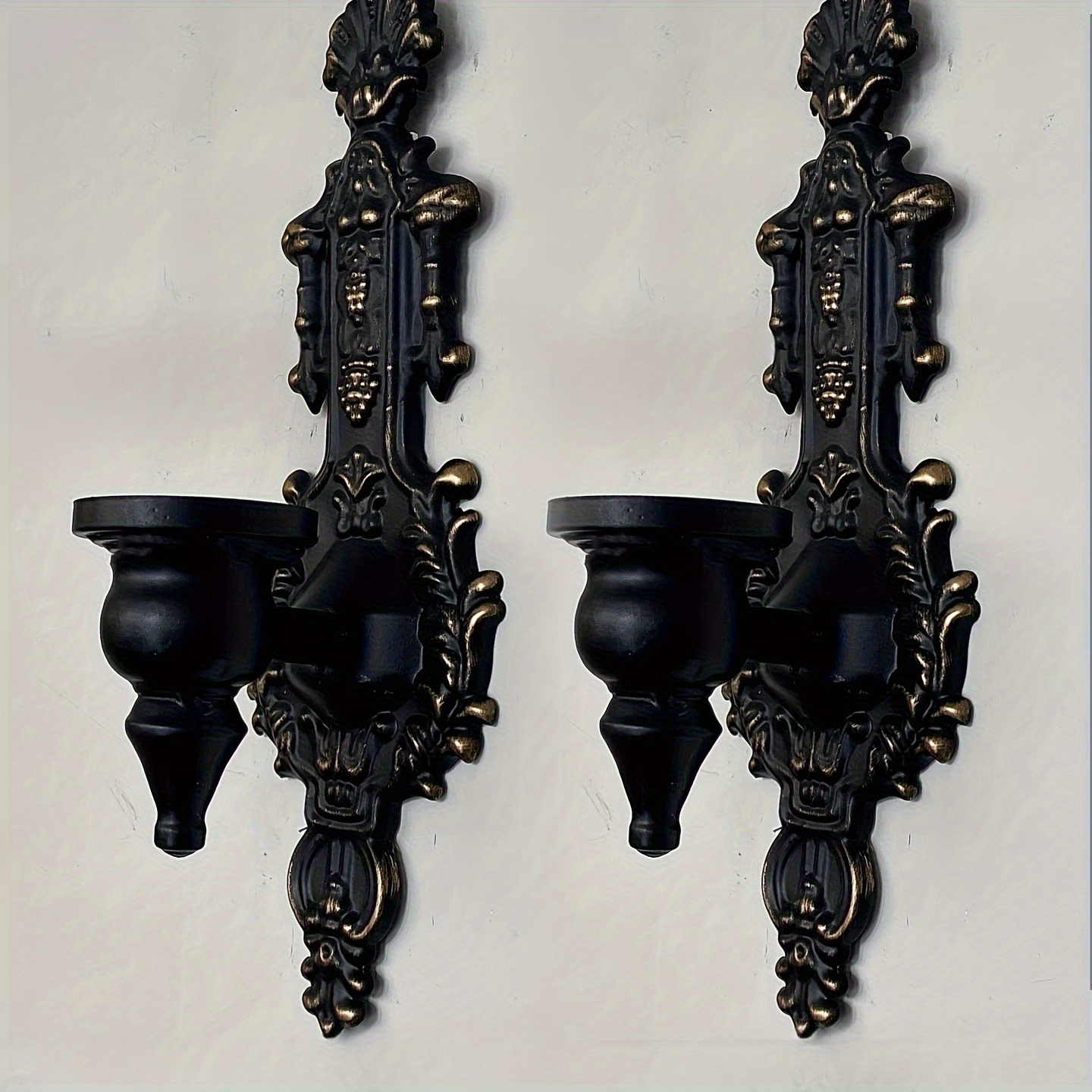 E-shop 1 Paar Festliche Wanddekoration Kerzenständer Romantische Ornament Europäische Hof Französische Retro Geschnitzte 3D Kerzenhalter Kerzenablage