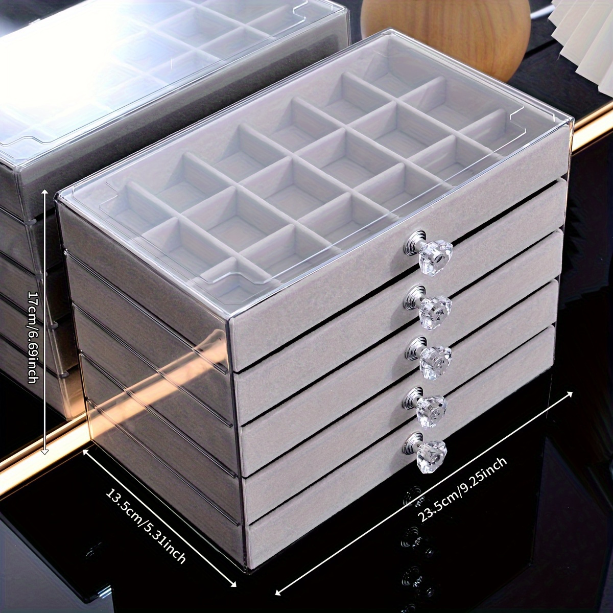 1 multi function transparent desktop large capacity drawer jewelry box bracelet bracelet earring ring storage box multi layer partition watch storage box ring box earring storage box necklace storage rack earring storage box jewelry storage bo Product details 7