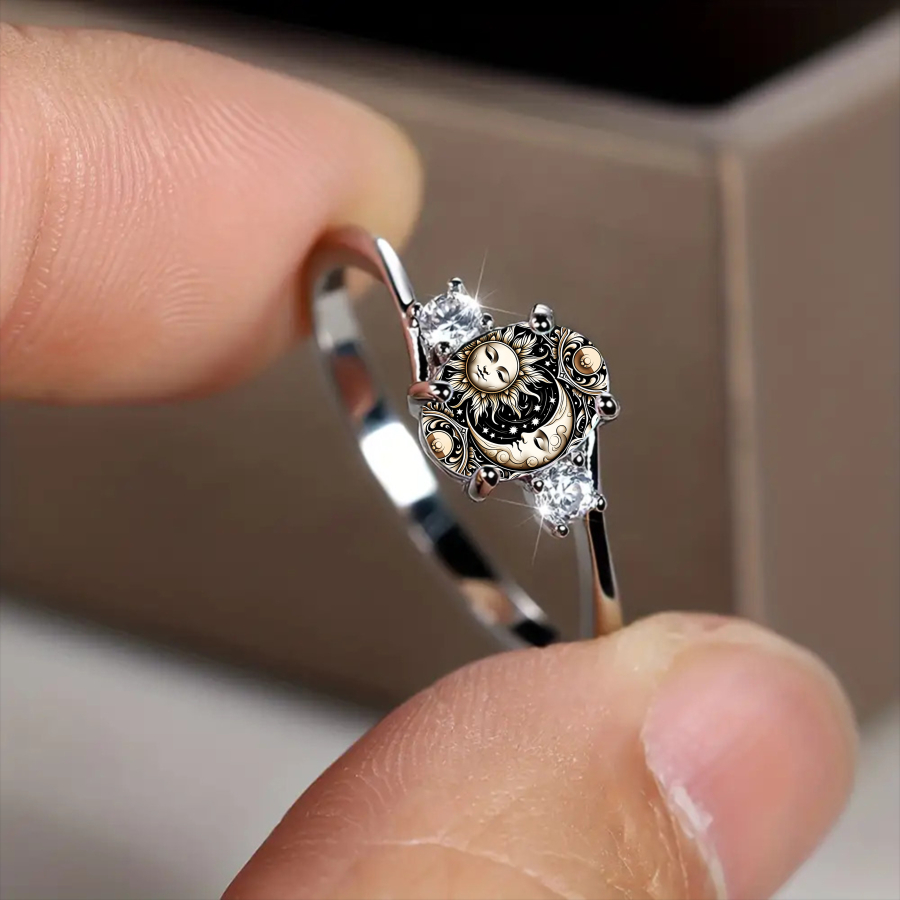 TEMU 1pc Sun And Moon Rings Celestial Rings Rings Nature Rings Jewelry Additions Unique Jewelry Christmas Gifts Valentine's Day Gifts Everyday Gifts