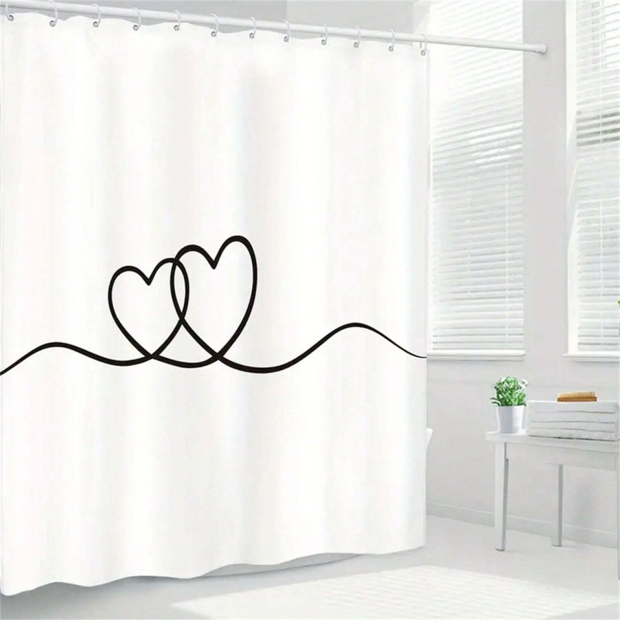 

1pc Waterproof Polyester Shower Curtain With Double - Includes Hooks, Machine Washable, Cartoon Animal Theme For All