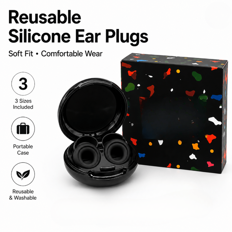 TEMU tappi per orecchie in silicone per relax e , set riutilizzabile multi-misura con mini custodia, per dormire, nuotare in aereo