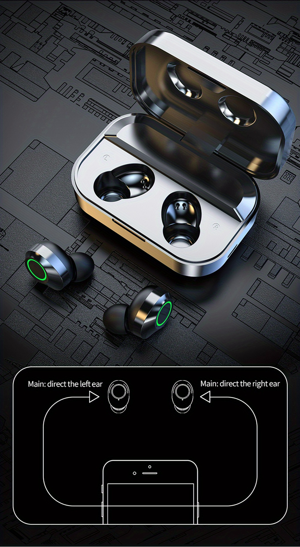 [HiFi Earbuds] HiFi Wireless Earbuds with Digital Display | Noise Reduction, 800mAh Lithium Battery, USB Type-C Charging, Volume Control, App Control, Durable Plastic Material, Anime Theme - Charger Not Included