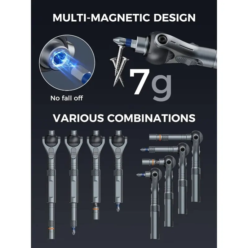 40-in-1 heavy-duty ratchet screwdriver set with magnetic mechanism, 45-tooth ratchet & s2 steel construction - 14-speed/ torque settings, ergonomic grip, compact case with bit storage - ideal for automotive, home, electronics repair (cordless tool compatible, no power required) - 40 bits, system, durable s2 steel, versatile for diy &, screwdriver all in one, multi tool screwdriver, compact screwdriver set, mini screwdrivers, Product details 3
