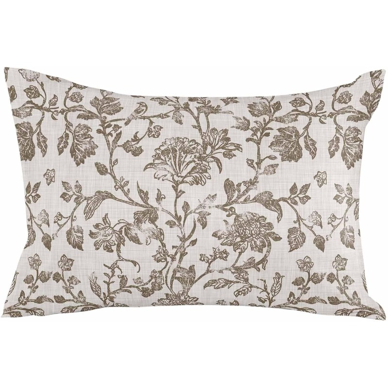 TEMU 1 pièce Housse de coussin de taille 1 pièce, style vintage et usé, à motif de florale et d'oiseaux, avec vieillie , petit oiseau, branche et