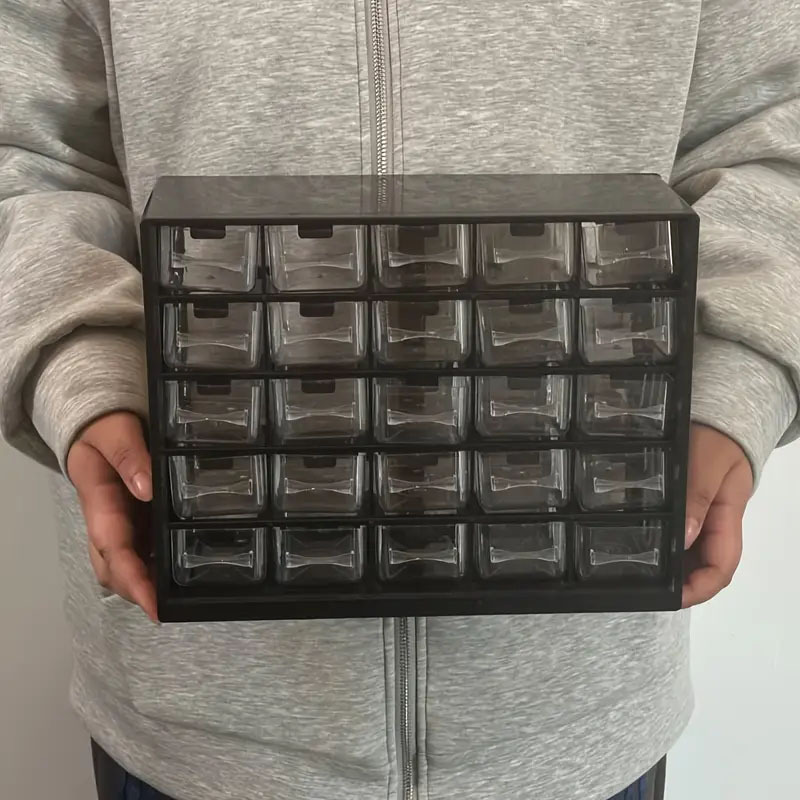 1pc 25 Multi-grid Transparent Drawer Organizer Set - Versatile Storage For Tools, Hardware, Supplies & Jewelry - Plastic Boxes With Adjustable Dividers, Drawer Organizers And Storage