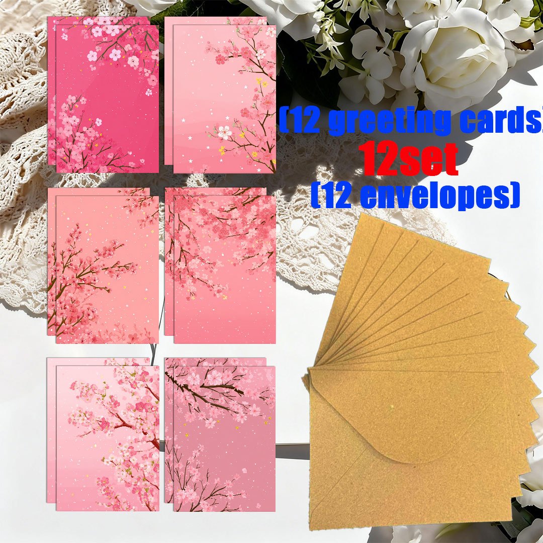 TEMU Lot de 6/12 cartes de vœux + enveloppes avec branche de à . Parfait pour les fêtes, les et les invitations à des événements | Un excellent pour