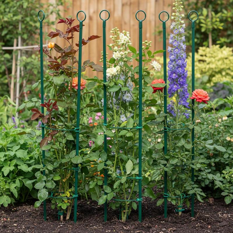 Plant Support Stakes 91cm, 20pcs, Dark , For Balcony, Terrace, Garden, Sturdy, Galvanized, Durable, Stabilizes Plants