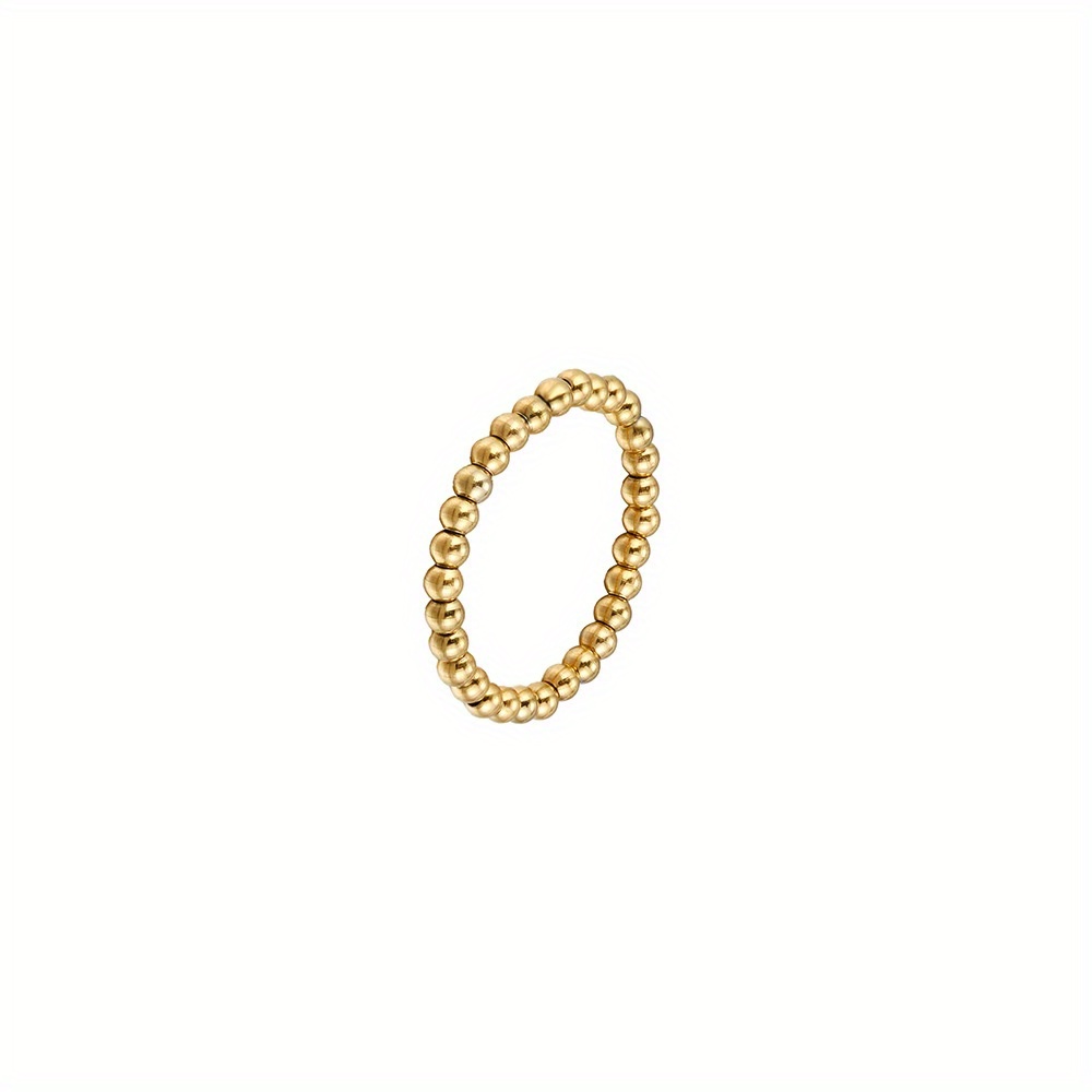 Image of Fashion 304l 304l Stainless Steel Beaded Elastic Ring For Men And Women Easy And Versatile Couple Additions Wedding/party Gift Jewelry