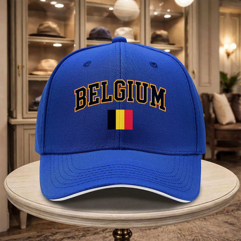 TEMU Belgian Flag Baseball Cap Adjustable Snapback Hat With National Colors & Belgian Lettering - Unisex Funky Suitable For Parties, Birthdays,,